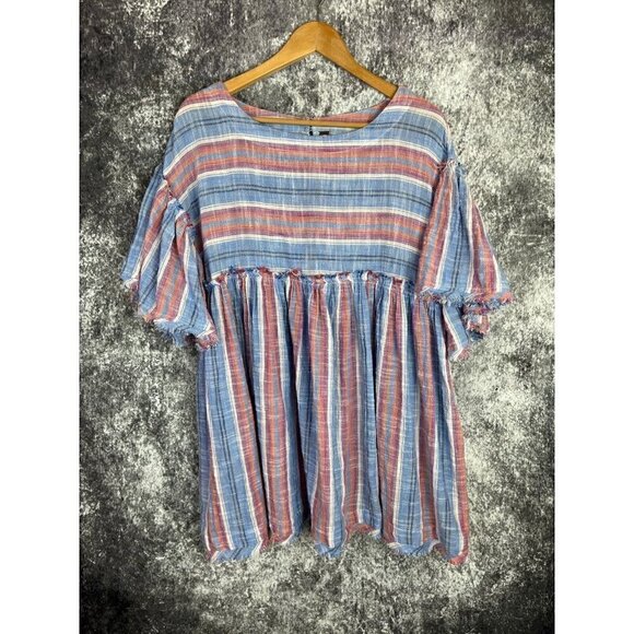 Free People Dress Womens Small Summer Night Striped Pockets Babydoll Mini Boho - Picture 3 of 16